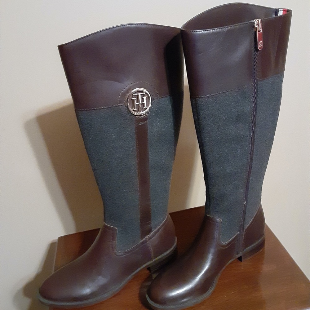 Tommy Hilfiger Leather & Wool Twilexis Equestrian Riding Boot